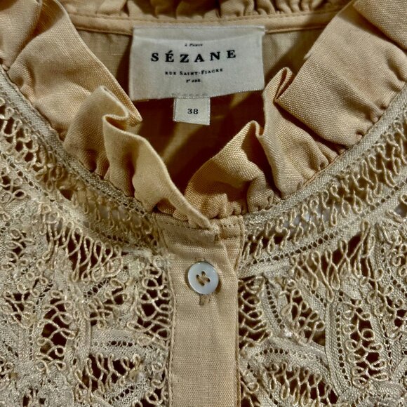 Sezane Mock Neck Long Dress in Neutral Color Size 38/6 - Picture 10 of 10